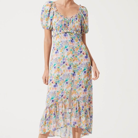 Astr Dresses & Skirts - Astr the label BALLOON SLEEVE SWEETHEART FLORAL MAXI Dress Size XL NWT